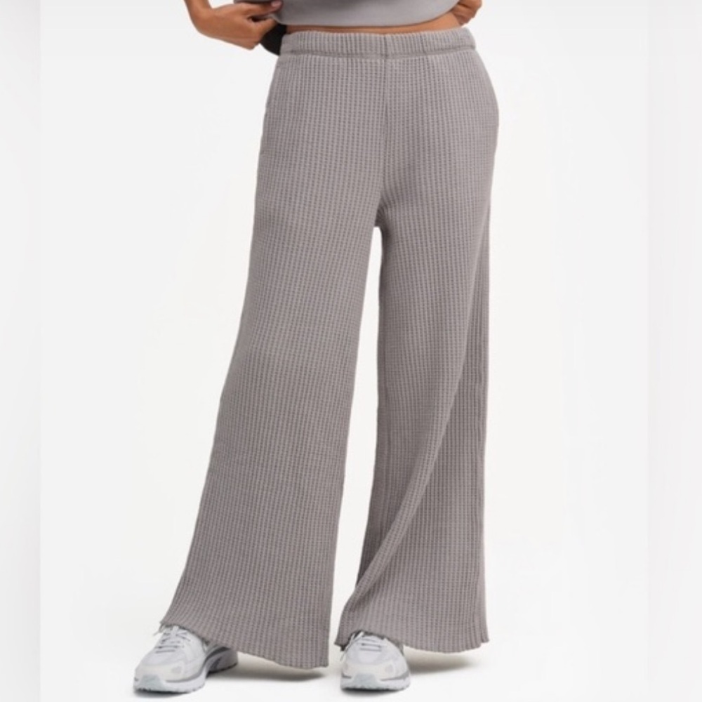 MATE The Label Organic Waffle Wide Leg Sweatpants Grey Sz M NWT Pockets